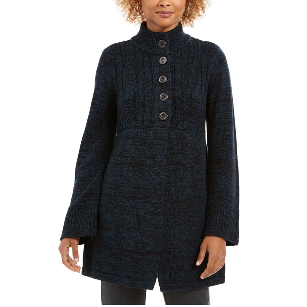 NWT Style & Co Coat Cable-Knit Black M